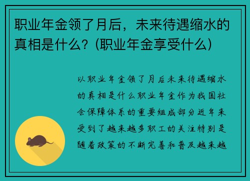 职业年金领了月后，未来待遇缩水的真相是什么？(职业年金享受什么)